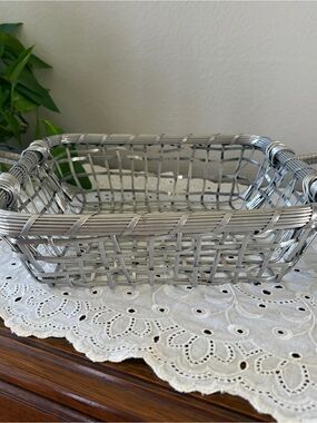 Woven Metal Serving Basket - Silver